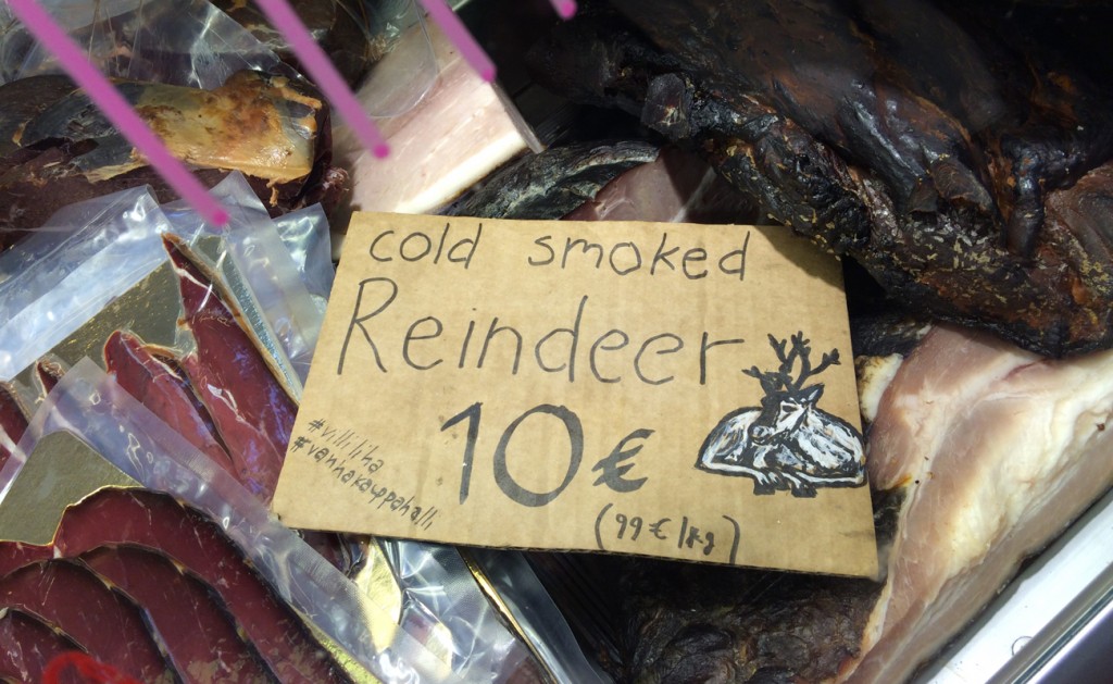 But there is cold smoked reindeer meat for sale.