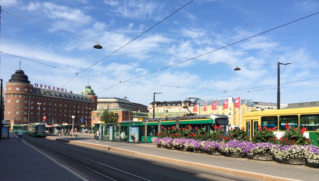 Cool buildings, neat trolly-cars, gorgeous skies, and flowers.  Everywhere.