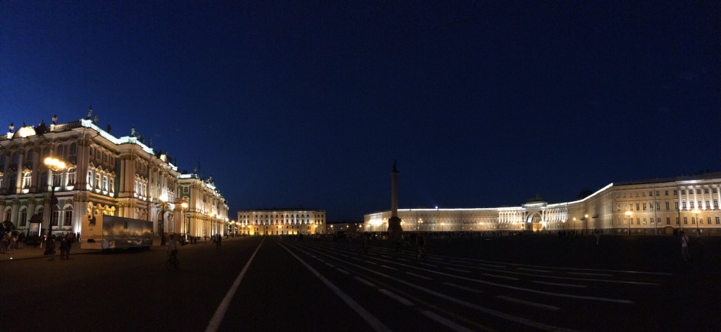 The Winter Palace at Night.  A miracle it survived the German siege during WWII.  More on that later....